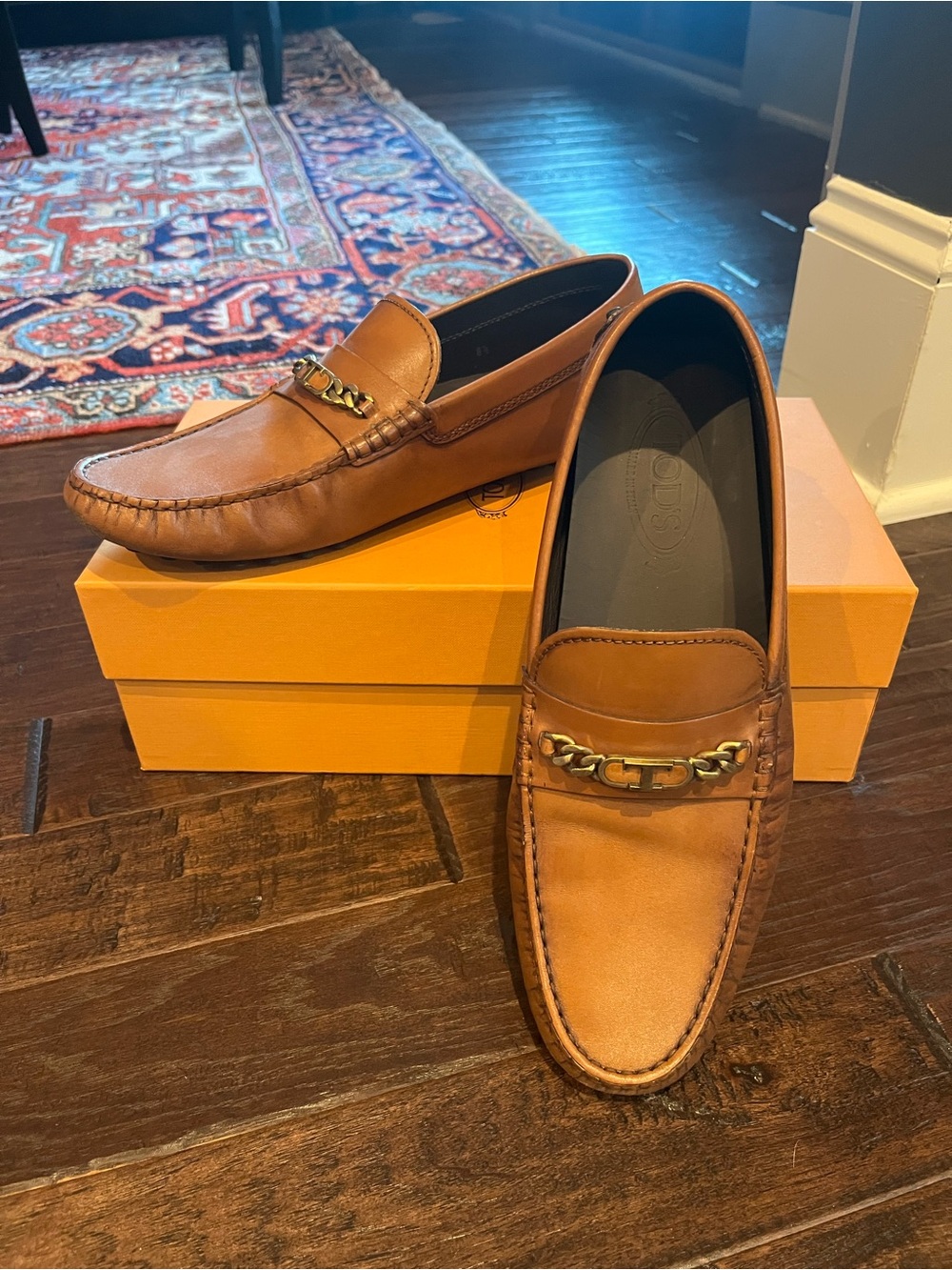 Tod's Cognac Leather Bit-Chain Loafers